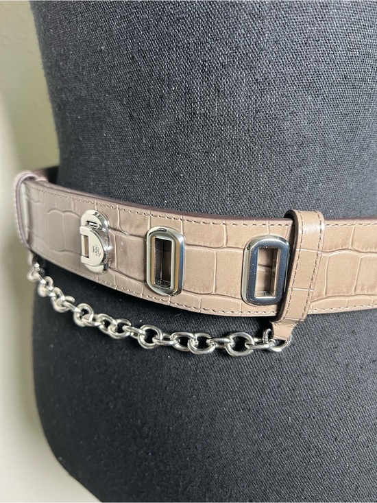 Lauren Ralph Lauren Women’s Flip-Lock Crocodile Embossed Wide Leather Belt M main image 14